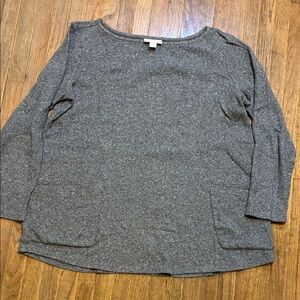 J Jill 💯 Cotton Heather Gray Long Sleeve Knit Top SP